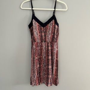 Abstract Stripe Dress Navy and Red